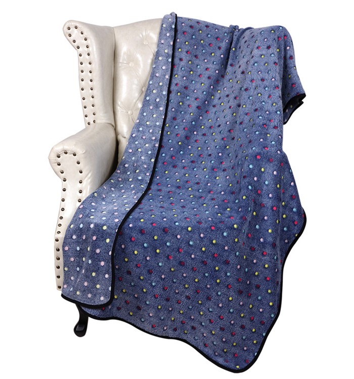 Embroidery Dot Flannel Pet Throw Blanket