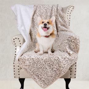 Leopard Print Waterproof Faux Fur Pet Throw Blanket